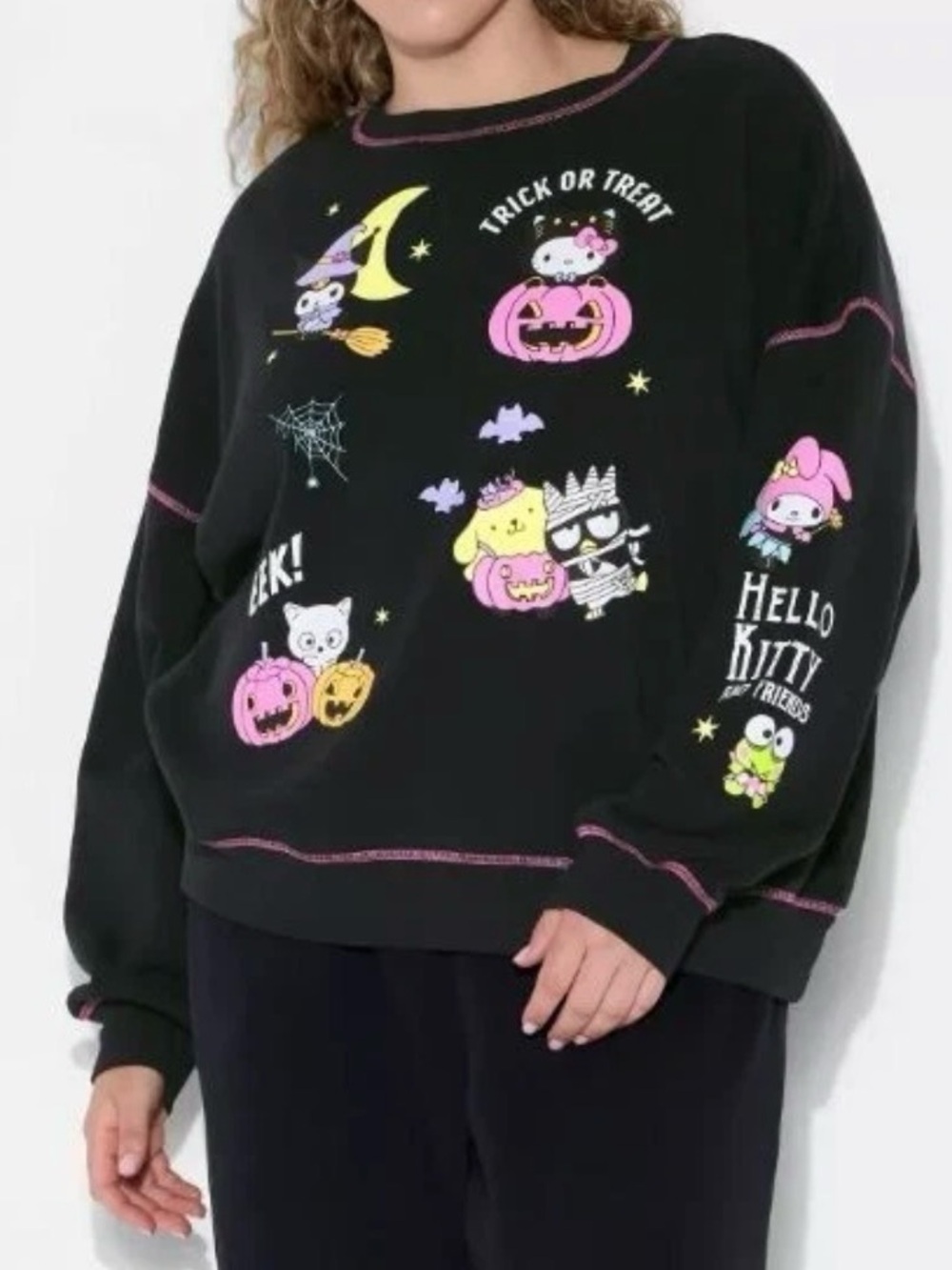 Hello Kitty Friends Black Halloween Graphic Sweatshirt Size L<<<<419>>>>>